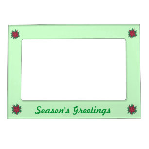 Four Poinsettias on Light Green Magnetic Frames