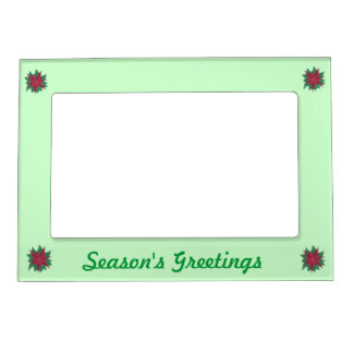 Four Poinsettias on Light Green Magnetic Frames
