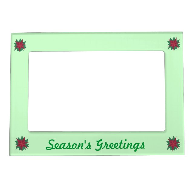 Four Poinsettias on Light Green Magnetic Frames (Front)
