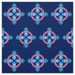 Four point Mandala, Indigo Blue, Turquoise &amp; Pink Fabric