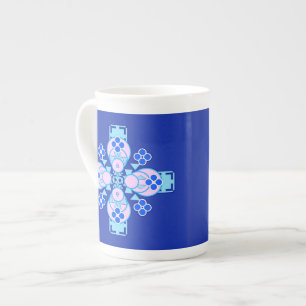 Four point Mandala - orchid, blue and cobalt Bone China Mug