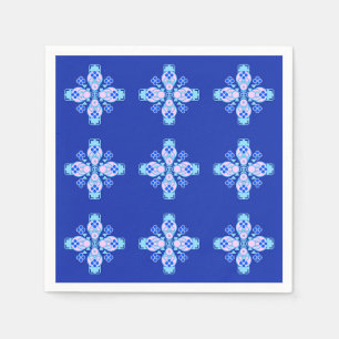 Four point Mandala - orchid, blue and cobalt Paper Napkins