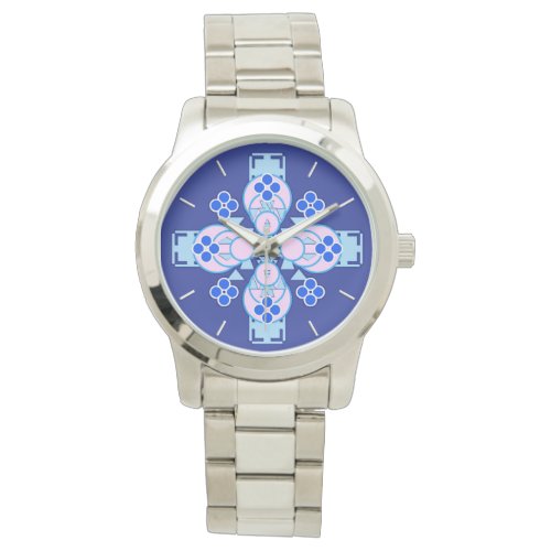 Four point Mandala _ orchid blue and cobalt Watch