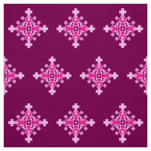 Four point Mandala Pattern, Pale Pink and Plum Fabric