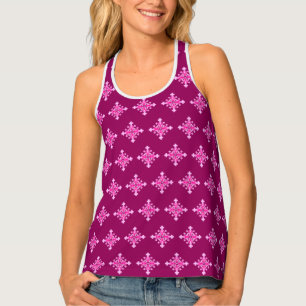 Four point Mandala Pattern, Pale Pink and Plum Tank Top