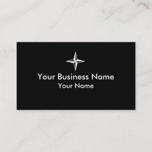Four point star simple black white business cards