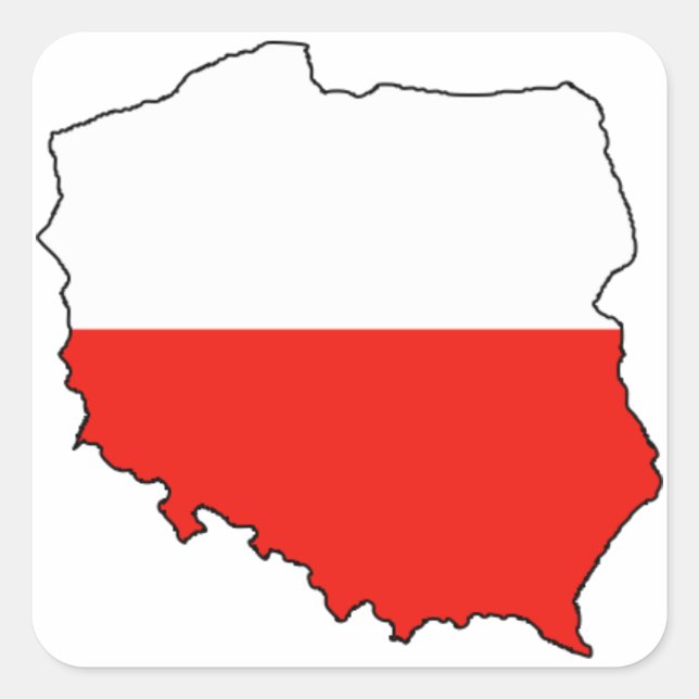 FOUR Poland Flag Map Square Sticker (Front)