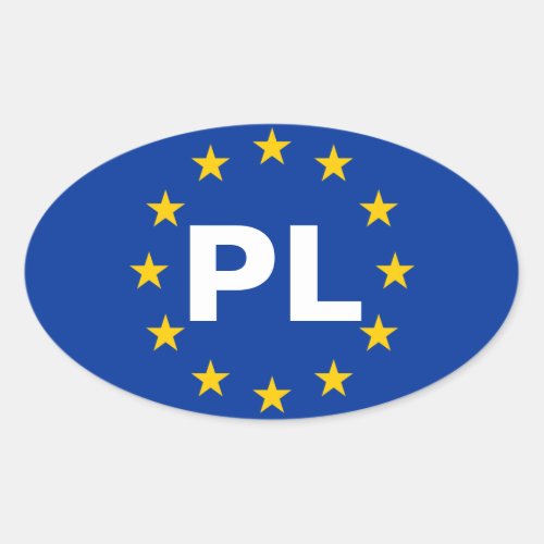 FOUR Poland PL European Union Flag Oval Sticker