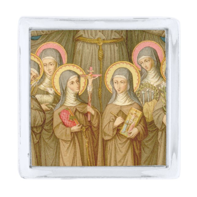 Four Poor Clare Saints (SAU 027) Silver Finish Lapel Pin (Front)