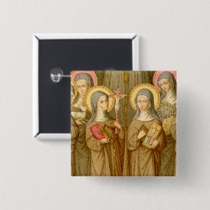 Four Poor Clare Saints (SAU 027) Square Pinback Button