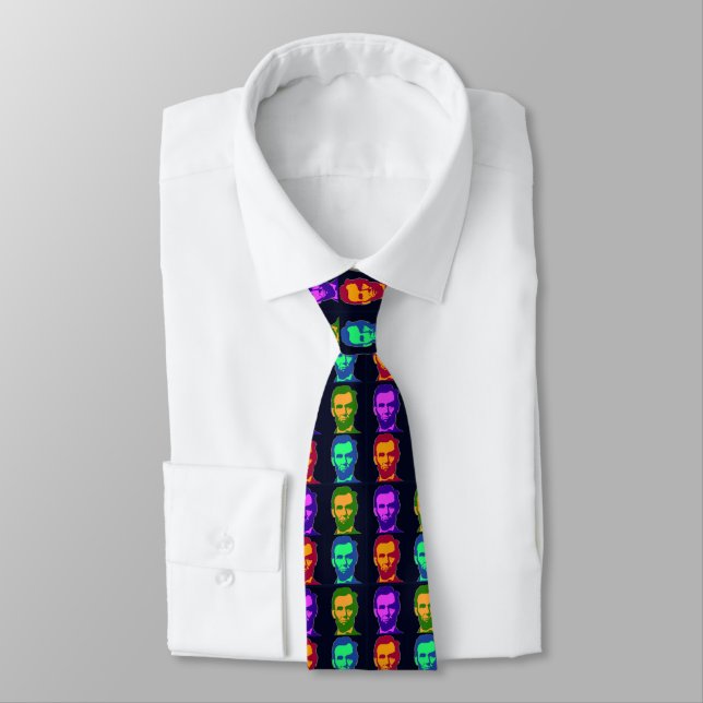 Four Pop Art Abraham Lincolns Neck Tie (Tied)