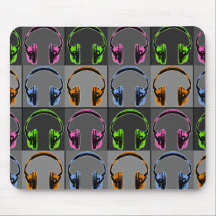 Four Pop Art Headphones Mouse Pad