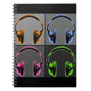 Four Pop Art Headphones Notebook