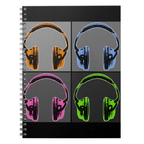 Four Pop Art Headphones Notebook