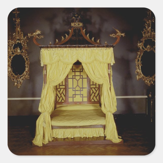 Four Poster Bed, in the Chinese style, 1750s Square Sticker (Front)