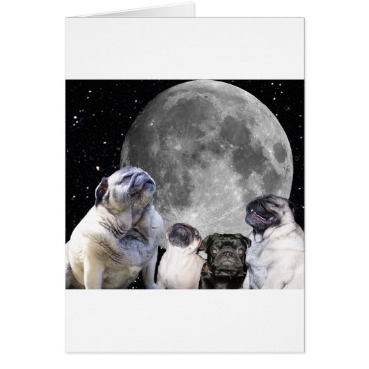 Four Pug Moon Pug Cards (Front)