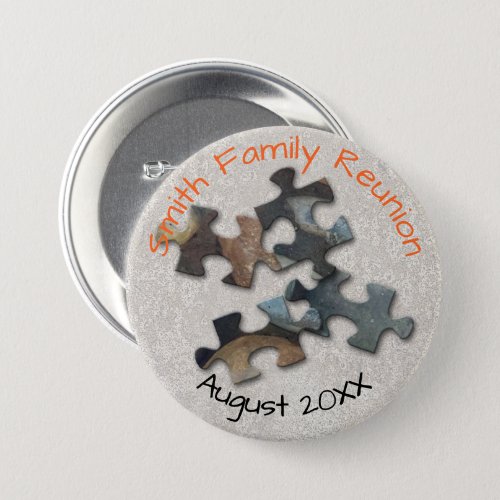 Four Puzzle Pieces Family Reunion Memento Button