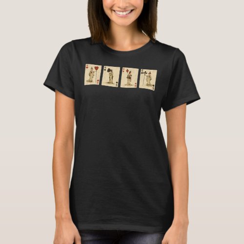Four Queens of Vintage Playing Cards T_Shirt