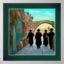 Four Rabbis Walking in Jerusalem Street Art Print