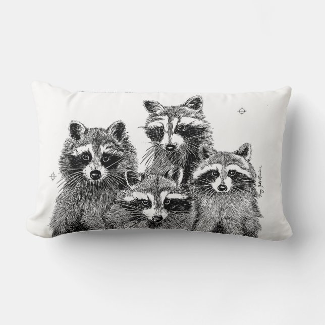 Four Raccoons Pillow (Front)