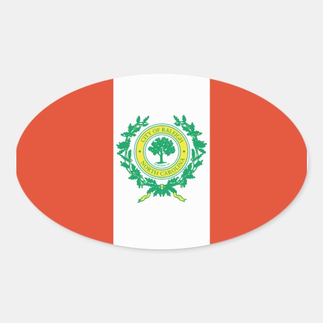 FOUR Raleigh, North Carolina Flag Oval Sticker (Front)