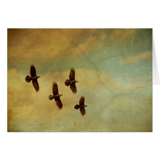 Four Ravens Flying Cards (Front Horizontal)