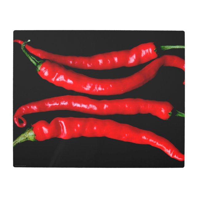 Four Red Chilies 20x16 (50x40cm) wamea Metal Print (Front)