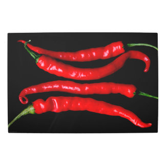 Four Red Chilies 30x20 (75x50cm) wamecna Metal Print