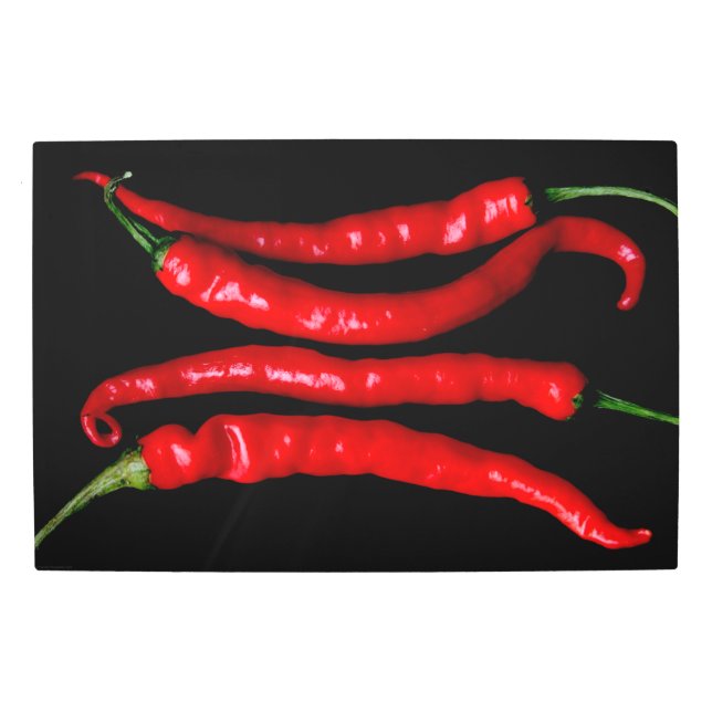 Four Red Chilies 30x20 (75x50cm) wamecna Metal Print (Front)