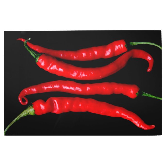 Four Red Chilies 36x24 (90x60cm) wamecna Metal Print (Front)