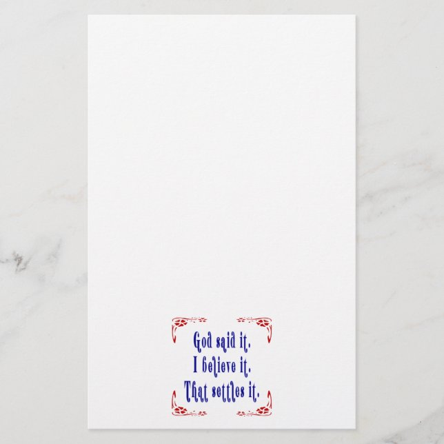 Four Red Flowers God Said It! Stationery (Front)