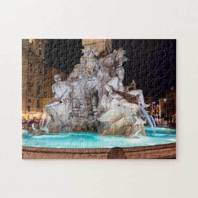 Four Rivers Fountain at Piazza Navona - Rome,Italy Jigsaw Puzzle (Horizontal)