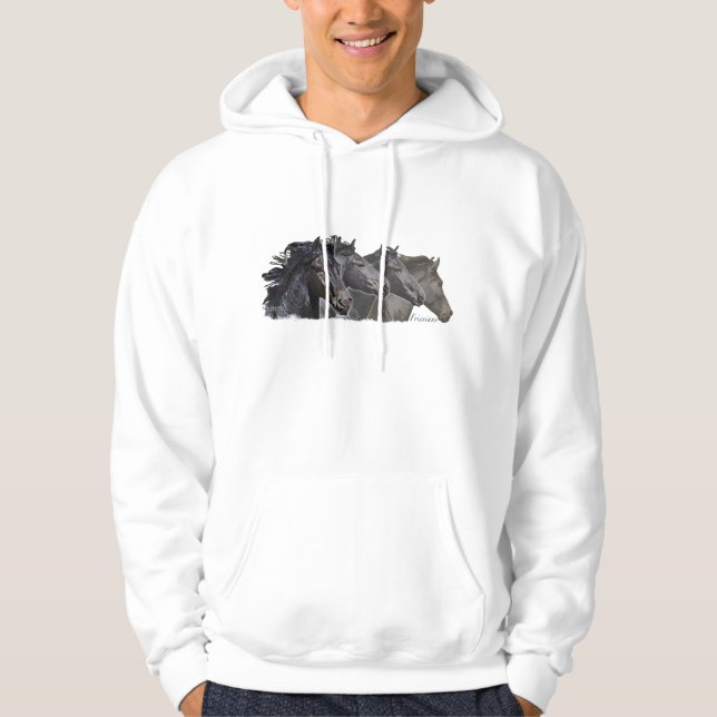 Four Running Friesian Horses Hoodie (Front)