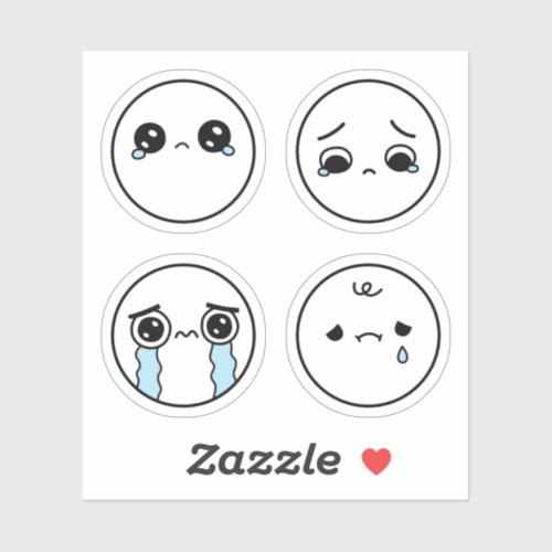 Four Sad Faces Emoji Sticker Set