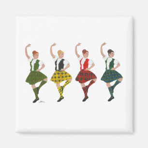 Four Scottish Highland Dancers Magnet