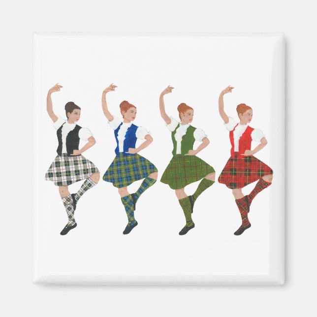 Four Scottish Highland Dancers Magnet (Front)