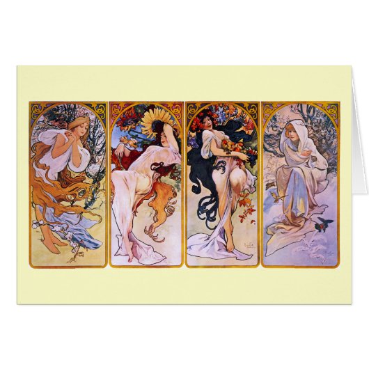 Four Seasons Alfons Mucha Cards (Front Horizontal)
