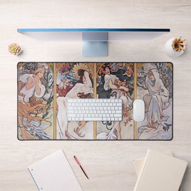 Four Seasons, Alphonse Mucha Desk Mat (Office 1)