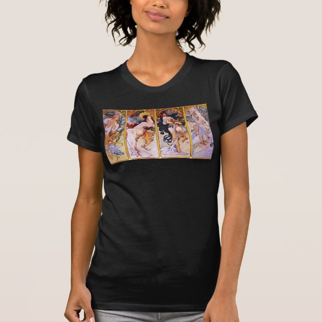 Four Seasons by Alfons Mucha Art Deco Nouveau T-Shirt (Front)