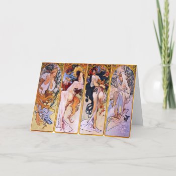 Four Seasons By Alphonse Mucha 1895 Card by EndlessVintage at Zazzle