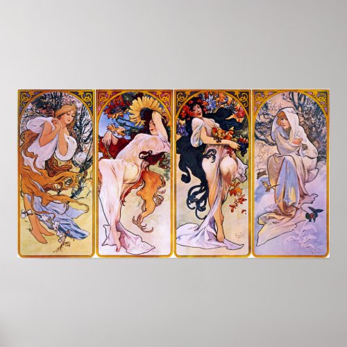 Four Seasons by Alphonse Mucha 1895 Poster