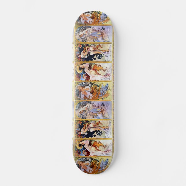 Four Seasons by Alphonse Mucha 1895 Skateboard Deck (Front)