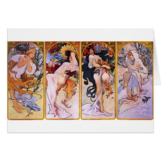 Four Seasons by Alphonse Mucha Cards (Front Horizontal)