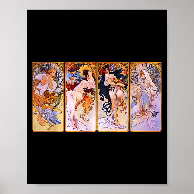 Four Seasons by Mucha Art Nouveau Poster (Front)
