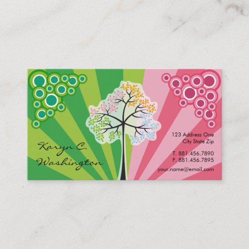 Four Seasons Trees Colorful Stripes Business Cards