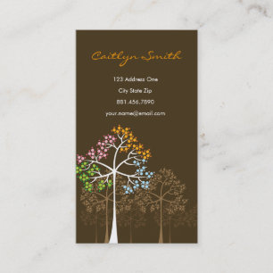 Four Seasons Colorful Dotted Tree Modern Nature Business Card