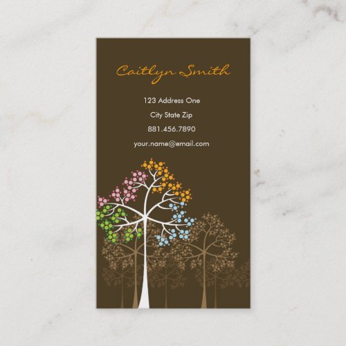 Four Seasons Colorful Dotted Tree Modern Nature Business Card
