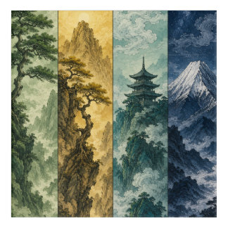 Four Seasons Mountain | Japanese Ink Landscape Acrylic Print