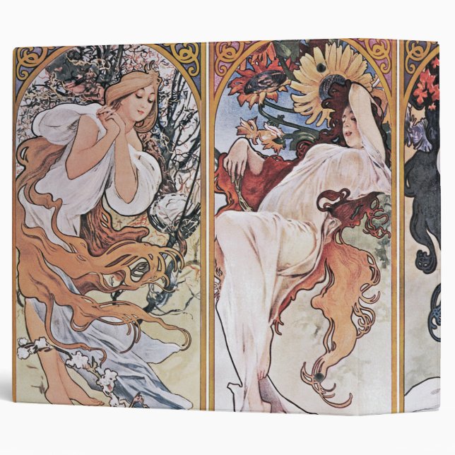 Four Seasons, Mucha 3 Ring Binder (Back/Spine)
