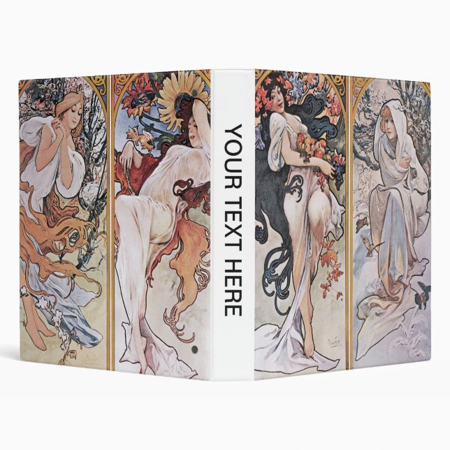 Four Seasons, Mucha 3 Ring Binder (Background)